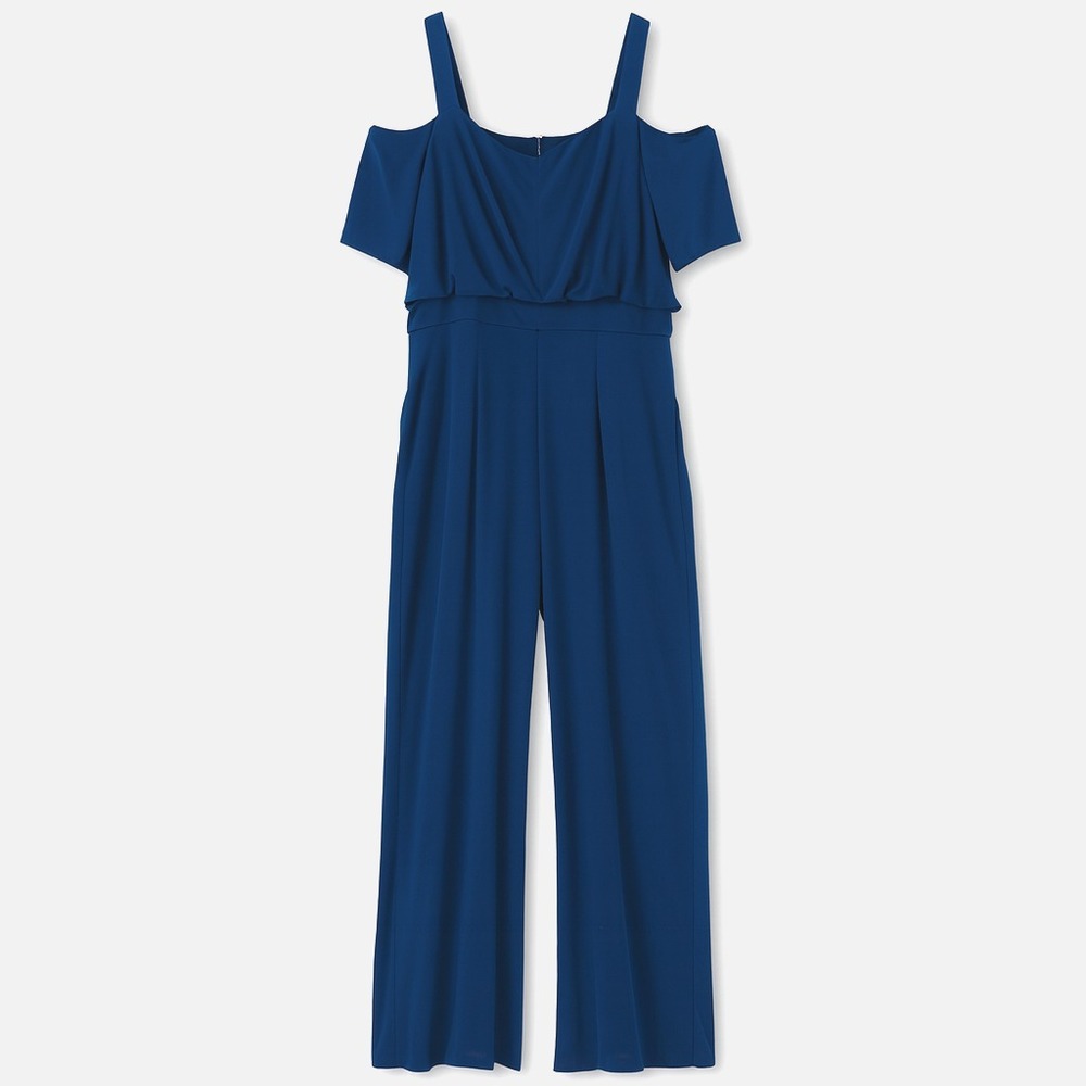 Vince Camuto Cold Shoulder Wide Leg Jumpsuit Blue‎ Women's Size 10